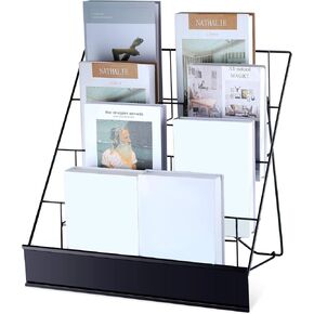 Sintuff Comic Book Display Rack 4 مستويات عرض كتاب Stand 18 "Wire Rack Tabletop CD Magazine Magazine Stand Metal Black Confertop Decor