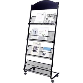 YinghaoFloor Standing Magazine Rack, 4 Layer Iron Magazine Rack Floor, Suitable for the Display of Brochures or Documents in Exhibitions, Shopping Malls, Hospitals, Offices
