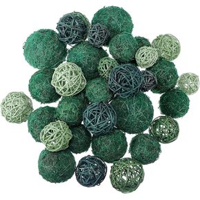 36 PCS Wicker Rattan Balls كرات زخرفية لزهرية الأجرام الأجرام الأجرام الأجرم لحرف الربيع الصيفي ، حفل زفاف ، ديكور Potpourri ، 4 أحجام (لون جديد)