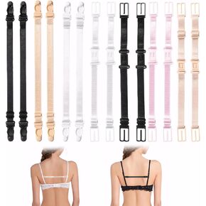 14 PCS Bra Strap Holders for Slipping, Bra Clips to Make Racerback, Adjustable for Backless Tops, Tank Tops and Off-the-Shoulder Tops (Black, White, Skin Color, Pink)
