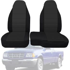 2pcs 60/40 غطاء مقعد المقعد المرتفع المقعد مناسب لفورد رينجر XLT Front 1998 1999 2000 2001 2002 2003 بدون غطاء وحدة تحكم أسود