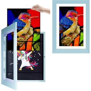 2-Pack Kids Art Frame, 10X13 Inch Kids Artwork Frames Changeable Front Opening Holds 100 Drawings for Drawings, Artworks, Children Art Projects(blue)