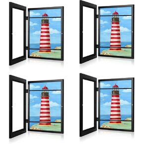 [4-Pack] Kids Art Frames, 9x12 Front Opening Kids Artwork Frames Changeable, Black Artwork Display Storage Frame for Wall, Holds 50 Pcs, for 3D Picture, Crafts, Children Drawing, Hanging Art,