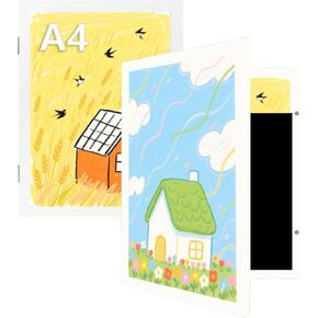 Kids Art Frames, Front Opening Picture Frames with Changeable Display, Holds 50 Artworks, for 3D Picture, Crafts, Children Drawing, Hanging Art, Portfolio(Black, 8.5x11'' - 2 Pack)