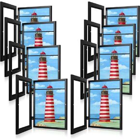 [8-Pack] Kids Art Frames, 8.5x11 Front Opening Kids Artwork Frames Changeable, Black Artwork Display Storage Frame for Wall, Holds 50 Pcs, for 3D Picture, Crafts, Children Drawing, Hanging Art,