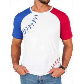 Baseball Shirts for Men Short Sleeve Raglan Shirts Men Casual Round Neck Patchwork Raglan Baseball Tees Tops