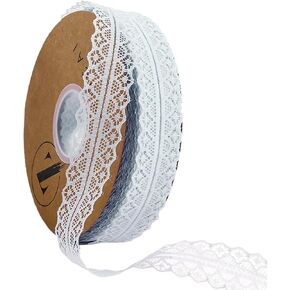 White Lace Ribbon, 50-Yard Vintage Jacquard Ribbon Floral Decorative Trim in Kuwait