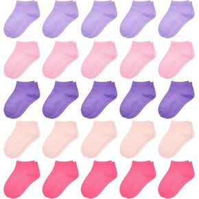25 Pairs Toddler Socks, Girls Socks Kids Colorful Ankle Sock Low Cut Half Cushion Sock for Girls 1-14 Years