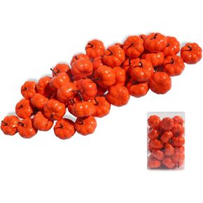 vensovo 40 Pcs Mini Artificial Orange Pumpkins, Plastic Foam Small Craft Pumpkins for Halloween, Fall, Thanksgiving Decor, DIY Decoration for Home, Table, Wreath, Wedding Party