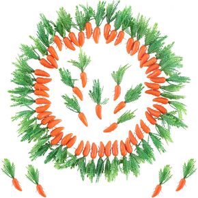 100 PCS Mini Easter Carrots, Artificial Mini Carrots Realistic Artificial Vegetable Ornaments for DIY Crafts Easter Party Home Decor Photo Props (#A)