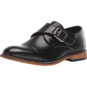 Stacy Adams Boy's Desmond Cap-Toe Monk Strap Loafer, Black, 4.5 M US Big Kid