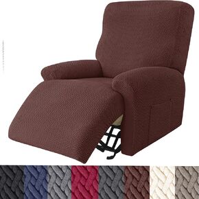 أغطية كرسي كرسي Hfcnmy ، 4 قطع تمتد على كرسي كرسي Jacquard Cover Cover Closts Closts Accovers Croachs for Recliners with Lottom Bottom Blue