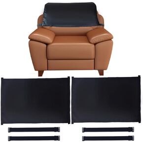 2pcs 17 * 27inches satin recliner مسند رأس ، واقي مسند للرأس كرسي مع أشرطة مرنة لحماية الشعر ، وغطاء رأس الكرسي (أسود)
