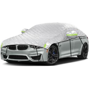Hail Car Cover for Sedan 185-206 Inches Long, 4-Layer Thickened Cotton Fabric Cover Protector, Custom Fit Folding Sun Shade Protection Blocker Windshield Cover