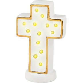 Mud Pie Light Up Cross Table SITTERS, White