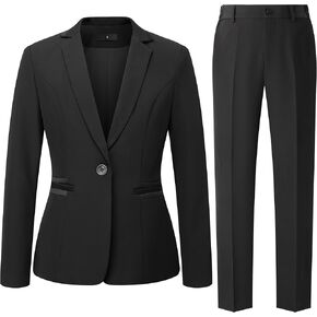 Women's 2 Piece Suit One Button Dressy Blazer Pants Suit Set Business Casual Outfits