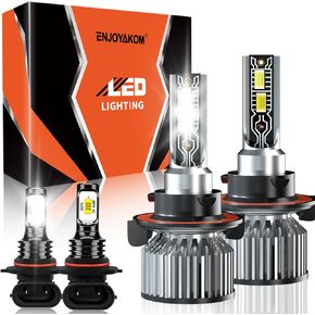 Compatible For 2007-2014 GMC Yukon 9008 High/Low Beam 5202 Fog Light Bulbs, 44000LM 600% Brightness 6500K White with Cooling Fan, Plug and Play, IP68 Pack of 4