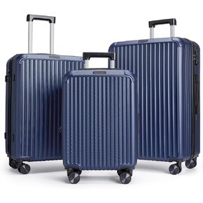 LIGHT FLIGHT Travel Luggage Sets, 3 Piece Set Suitcase with Spinner Wheels, Hardside Lightweight Luggage set with TSA Lock (20" 24" 28"), Black