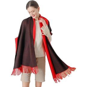 Women Winter Warm Scarf Cashmere Scarf Elegant Contrast Color Tasseled Shawl Long Stoles Oversized Soft Scarves Gifts in Kuwait