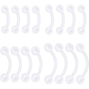 Hoeudjo Clear Belly Button Ring Plastic Belly Button Rings Silicone Belly Piercing Retainers Pregnancy Long Navel Ring Bar Length 10/12/14/16mm