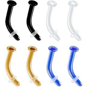 8pcs 14g Glass Belly Button Retainers for Work, Sports, Surgery, Hypoallergenic Women's Belly Piercing Barbells - 12mm Length Dangly Navel Piercing Studs Body Jewelry