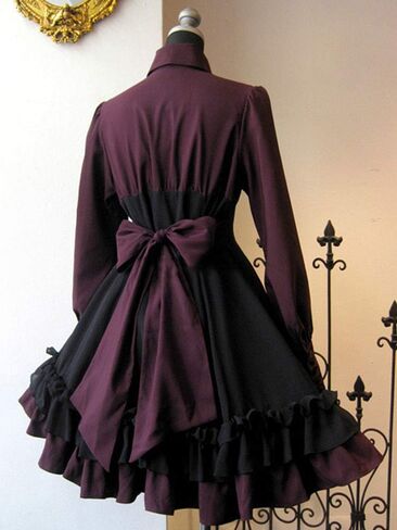 ZZEQYG Women Girls Gothic Lolita Victorian Dress Polyester Ruffle Dress with Bows in Saudi Arabia
