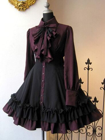 ZZEQYG Women Girls Gothic Lolita Victorian Dress Polyester Ruffle Dress with Bows in Saudi Arabia