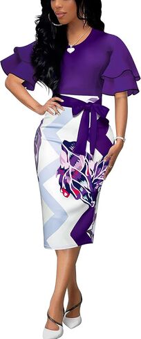 Women Women Wave Short Sleeve Pency Dress Fress in Kuwait