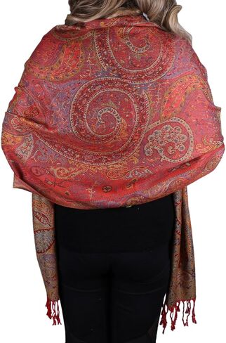 Women Paisley Pashmina Shawl Wrap نمط ملون مطرزة وشاح الشتاء عكسي in Kuwait