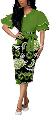 Women Women Wave Short Sleeve Pency Dress Fress in Kuwait