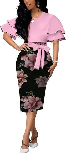 Women Women Wave Short Sleeve Pency Dress Fress in Kuwait