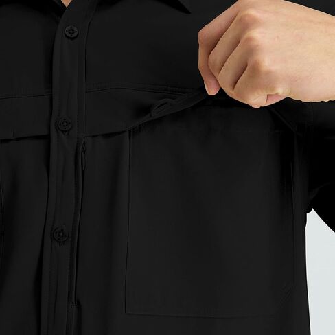 ZAFUL Men's Fishing Shirts Sun Protection Short Sleeve Travel Work Hiking Shirt Button Down Shirts with Zipper Pockets in Saudi Arabia