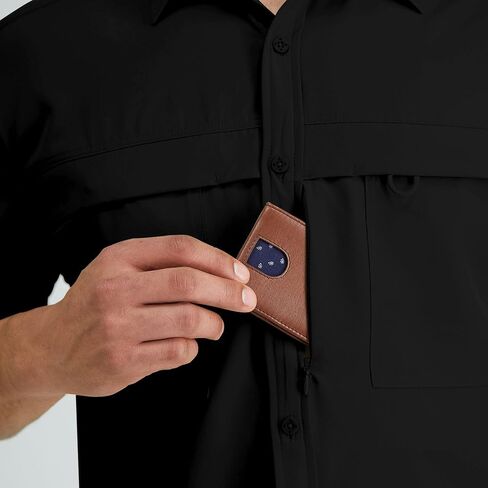 ZAFUL Men's Fishing Shirts Sun Protection Short Sleeve Travel Work Hiking Shirt Button Down Shirts with Zipper Pockets in Saudi Arabia