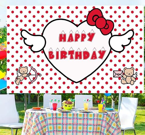 Kawaii Birthday Party Backdrop Banner, Birthday Decorations Cartoon Pastel Bear Party Background Colorful for Baby or Girl/Boy (5x3FT) in Saudi Arabia