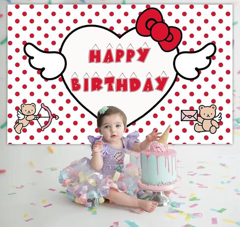 Kawaii Birthday Party Backdrop Banner, Birthday Decorations Cartoon Pastel Bear Party Background Colorful for Baby or Girl/Boy (5x3FT) in Saudi Arabia