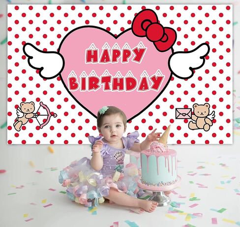 Kawaii Birthday Party Backdrop Banner, Birthday Decorations Cartoon Pastel Bear Party Background Colorful for Baby or Girl/Boy (5x3FT) in Saudi Arabia