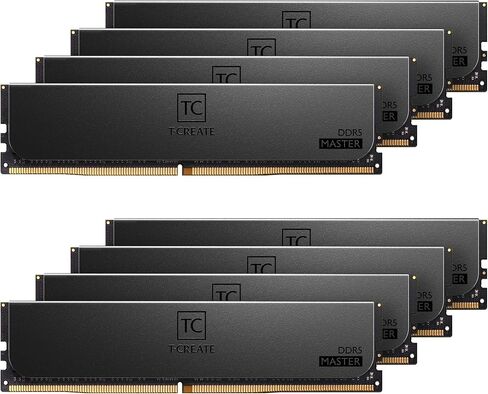 مجموعة TEAMGROUP T-Create Master Overclocking DDR5 R-DIMM 64 جيجابايت (4 × 16 جيجابايت) 6400 ميجاهرتز (PC5-51200) CL32 Hynix A-DIE وحدة ذاكرة محطة العمل رام أسود - CTCMD564G6400HC32AQC01 in Kuwait