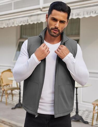 COOFANDY Men's Casual Outerwear Vest Lightweight Zip Up Sleeveless Jacket Outdoor Work Hiking Travel Golf Vest with Pockets in Kuwait