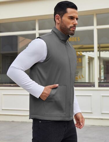 COOFANDY Men's Casual Outerwear Vest Lightweight Zip Up Sleeveless Jacket Outdoor Work Hiking Travel Golf Vest with Pockets in Kuwait