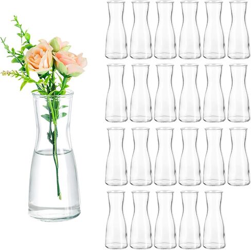 Hewory Glass Bud Vases for Centerpieces - Clear Small Flower Vase Set of 12, Modern Minimalist Cute Mini Decorative Bulk Vases for Wedding Bridal Shower Birthday Party Events Dining Room Table Decor in Kuwait