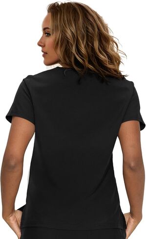 Scrub Tops for Women, Curved V-Neck Scrub Tops with 3 Pockets, Soft Stretch, Easy Care in Saudi Arabia