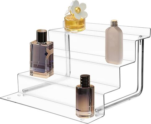 9x7 Inch Acrylic Riser Display Shelf, 4 Tier Display Riser Compatible with Funko POP Figures, Perfume Organizer, Tiered Display Stand Risers for Display, Acrylic Display for Decoration and Organizer in Kuwait