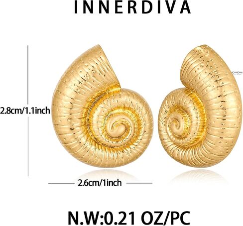 Gold Boho Ocean Earrings, Shell Earrings Seashell Stud Earrings Beach Jewelry Gifts for Women in Saudi Arabia