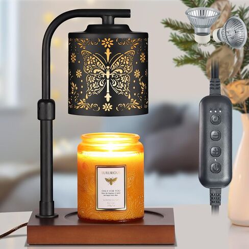 Dimmable Candle Warmer Lamp with Timer Electric Wax Melt Warmers Light Adjustable Height for jar Scented Candles for Home Offices Decor Mother's Day Birthday Gifts for Women Mom Grandma(Butterfly-03) in Kuwait