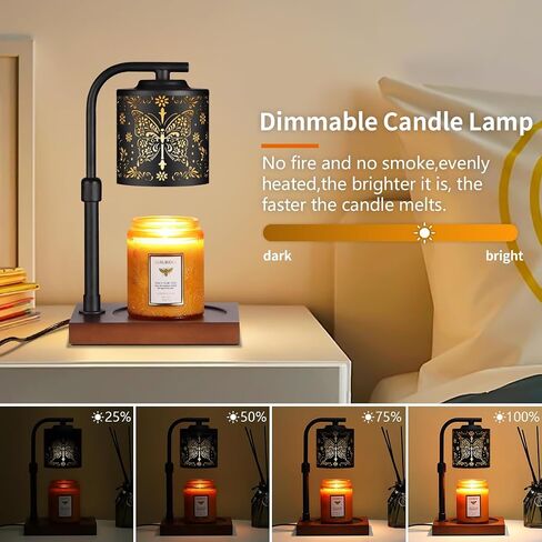 Dimmable Candle Warmer Lamp with Timer Electric Wax Melt Warmers Light Adjustable Height for jar Scented Candles for Home Offices Decor Mother's Day Birthday Gifts for Women Mom Grandma(Butterfly-03) in Kuwait