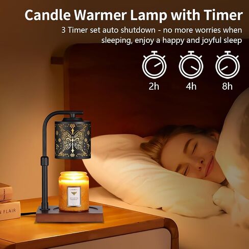 Dimmable Candle Warmer Lamp with Timer Electric Wax Melt Warmers Light Adjustable Height for jar Scented Candles for Home Offices Decor Mother's Day Birthday Gifts for Women Mom Grandma(Butterfly-03) in Kuwait