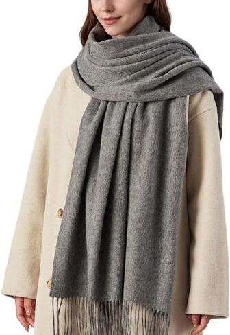 Womens Cashmere Marf (Baby Alpaca) شالات منقوشة دافئة كبيرة ناعمة in Kuwait