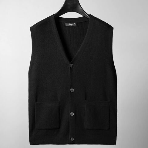 Men's Sweater Vest V-Neck Sleeveless Cardigan Loose Button up Knitted Fall Winter Heavy Knitwear with Pockets S~5XL in Saudi Arabia