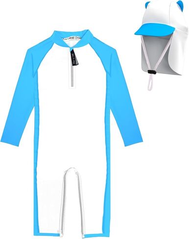 حديثي الولادة يسبح الطفل لطفلة طفح طفح طفل طويل UPF 50+ حماية من أشعة الشمس مع مجموعة من الشمس قبعة in Kuwait