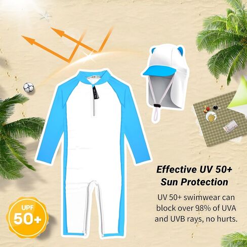 حديثي الولادة يسبح الطفل لطفلة طفح طفح طفل طويل UPF 50+ حماية من أشعة الشمس مع مجموعة من الشمس قبعة in Kuwait